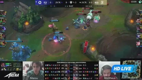 Poster siaran FlyQuest VS RED Canids