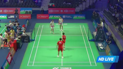 Poster siaran K.A.Sorensen/A.S.Rasmussen VS Chen B Y / Liu Y